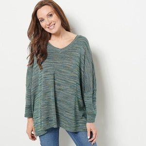 Attitudes by Renee Space Dye Multicolor Sweater - Deep Jungle (XL/1X) A471955